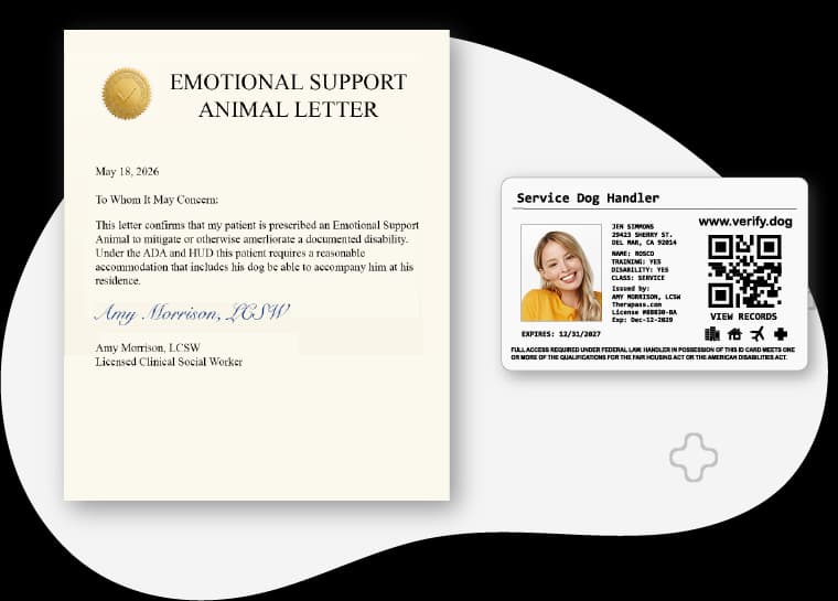 Official ESA letter and handler ID card