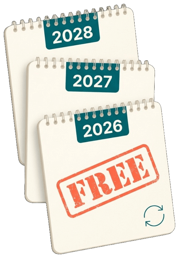Three yearly ESA letter renewals stamped FREE