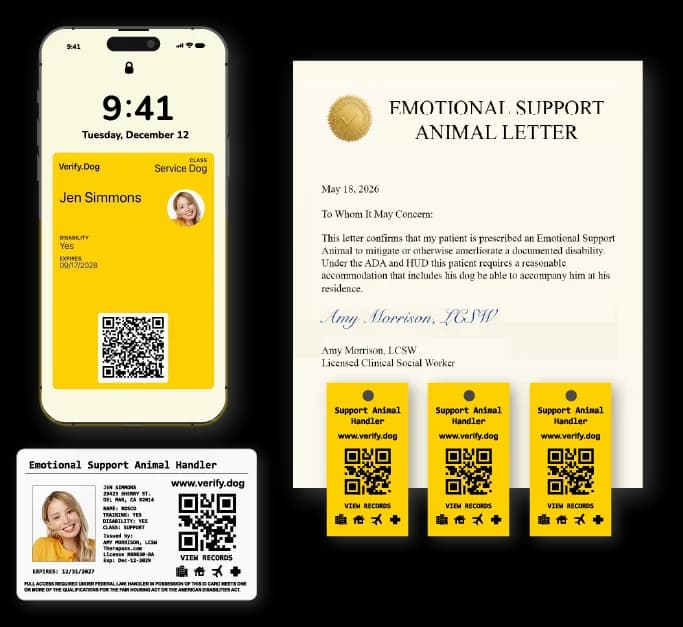 ESA Plus letter kit with ID card and documents